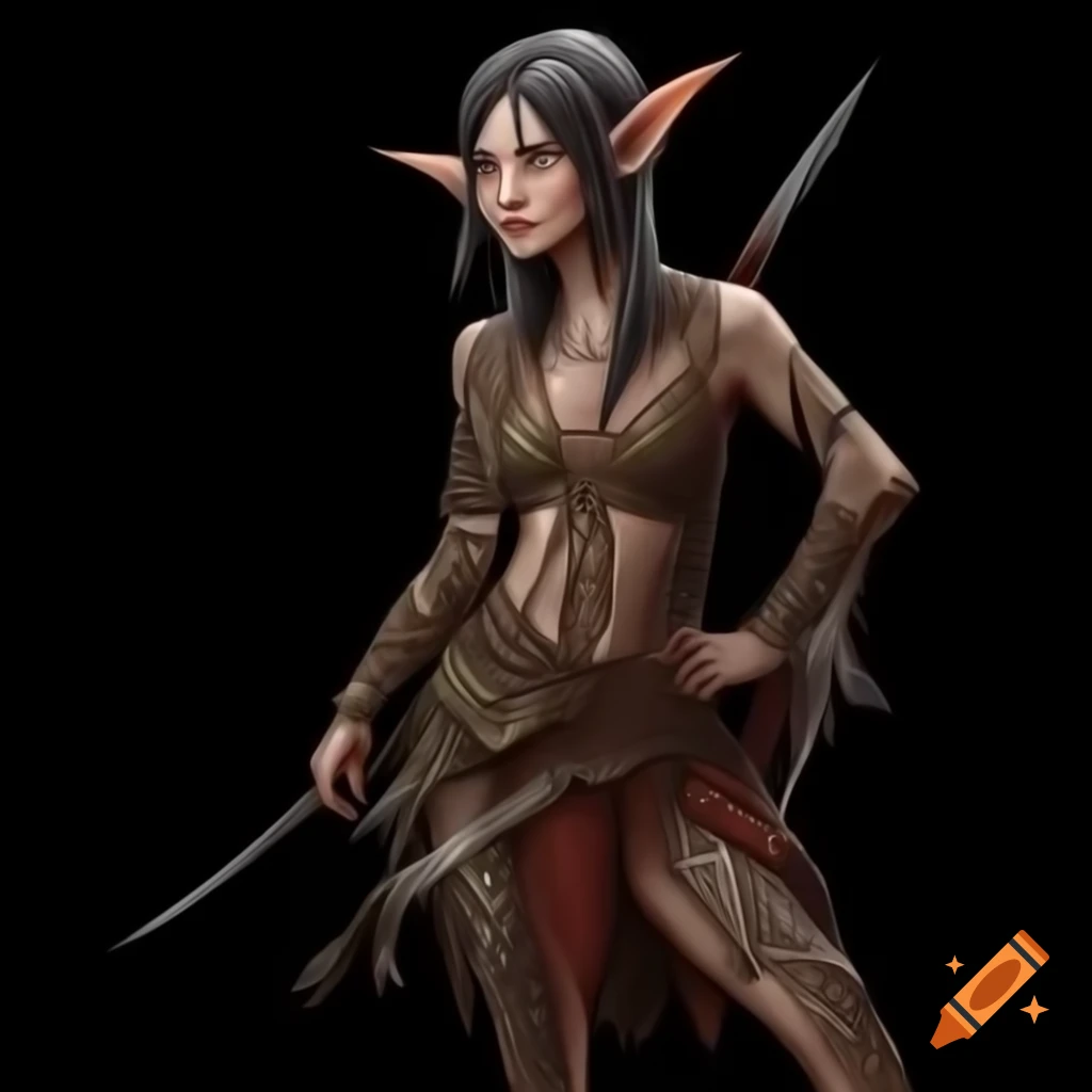 Dalish elf outfit illustration inspired by Dragon Age concept art with Japanese and Spanish fashion elements