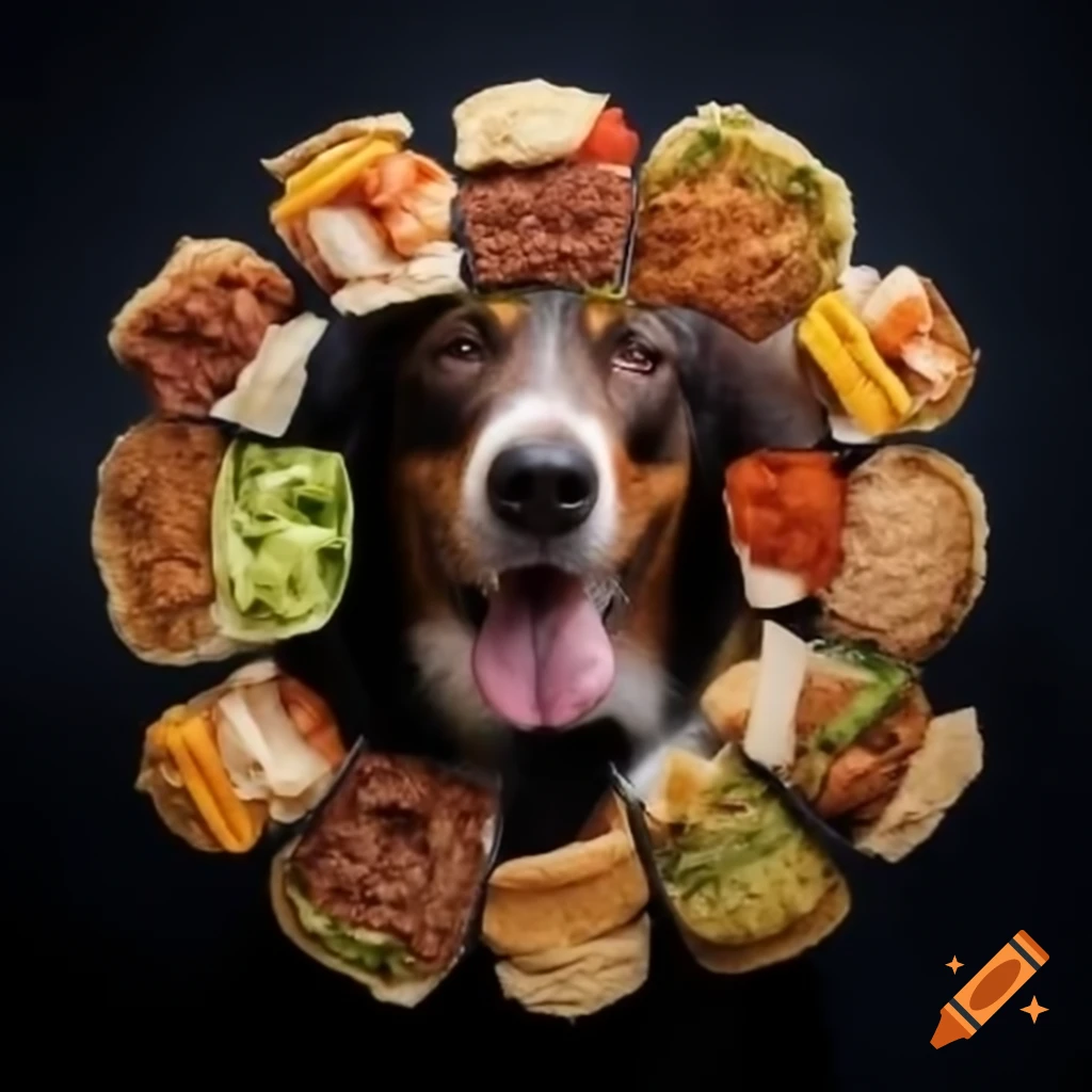 Dog food labels with political satire featuring Donald Trump's face