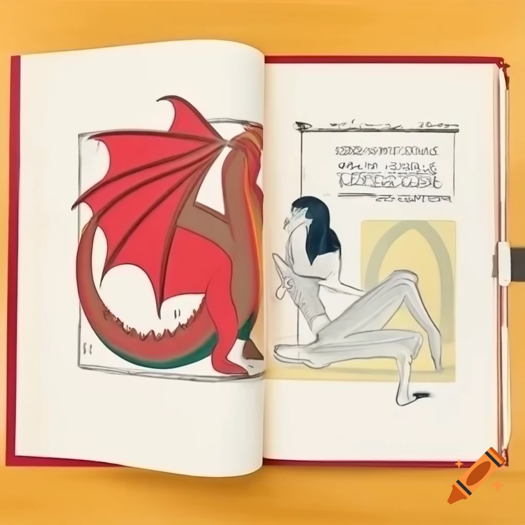Postmodern illustration of 'The Great Red Dragon and the Woman Clothed with Sun' with clean bold lines