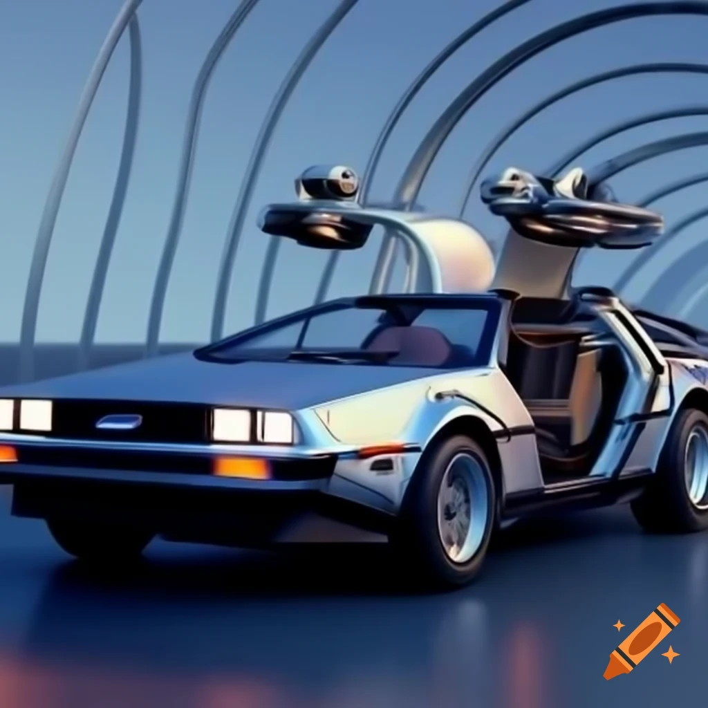 Futuristic minimalist design of DMC DeLorean vehicle