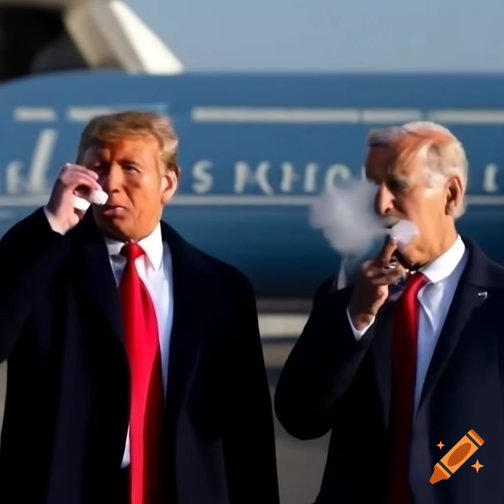 Political satire featuring Donald Trump and Joe Biden smoking