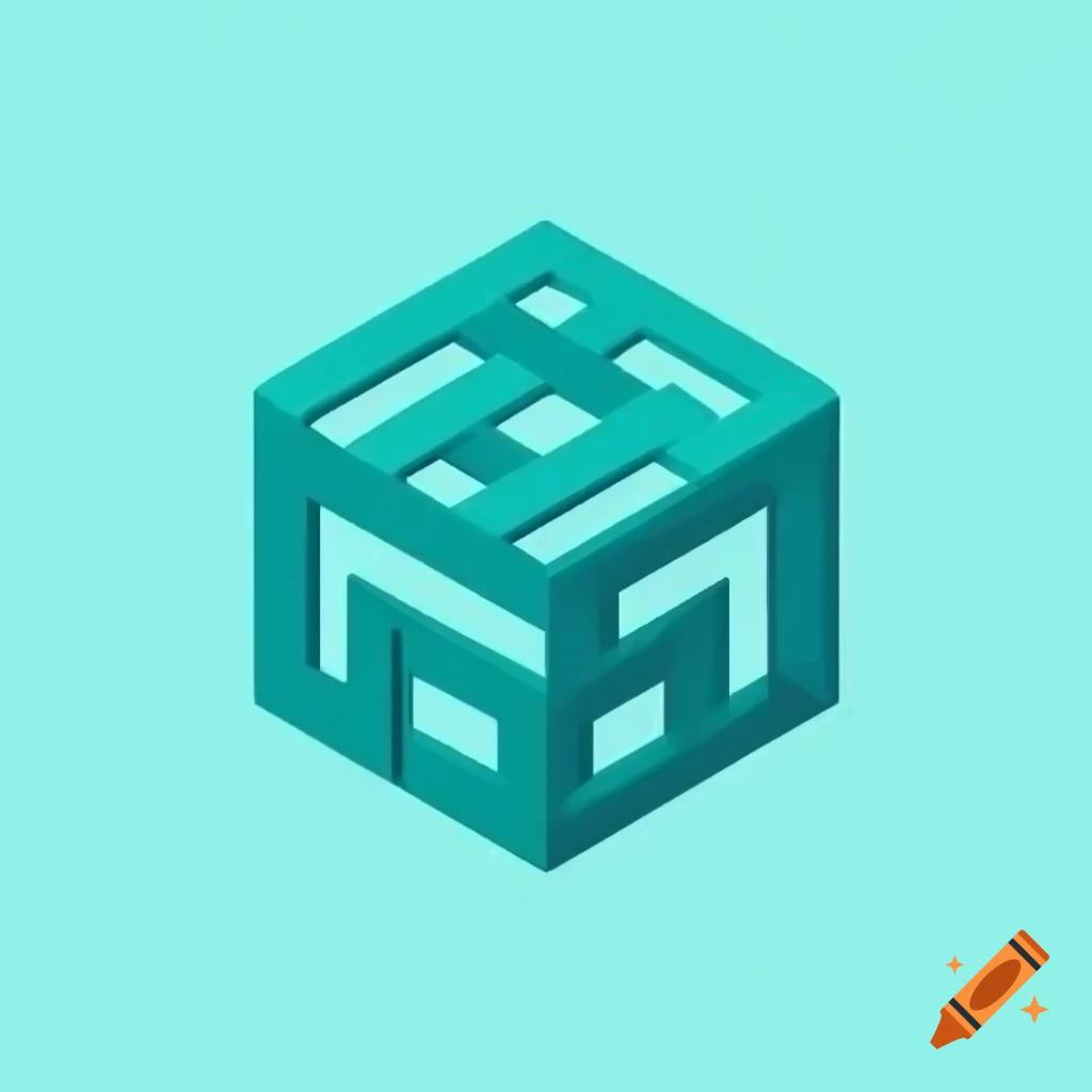 Isometric cube logo in solid teal color