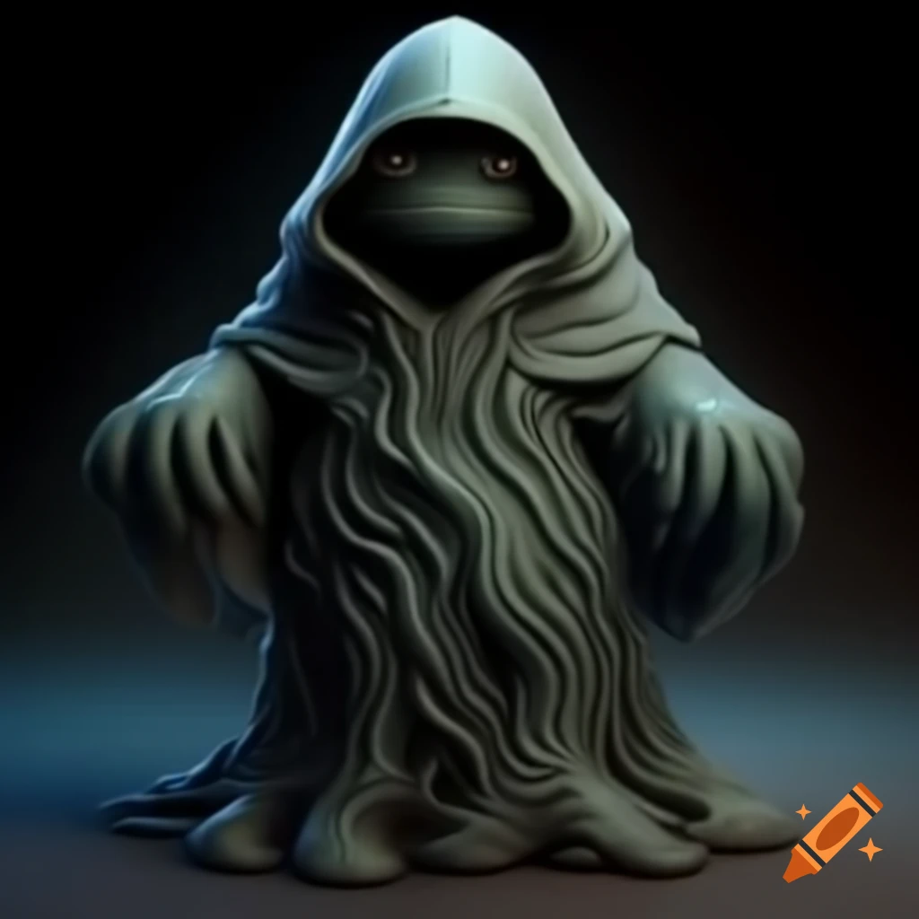 Highly detailed hooded cloak slime creature in full figure