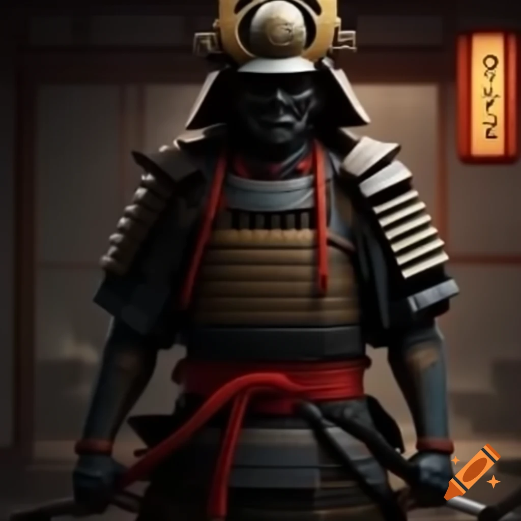 Japanese samurai in traditional armor