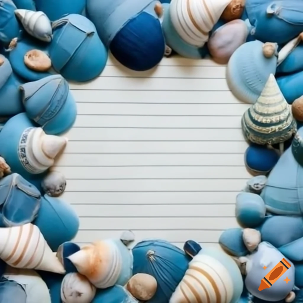 Seashell-shaped ruled page with nautical font for ocean storytelling