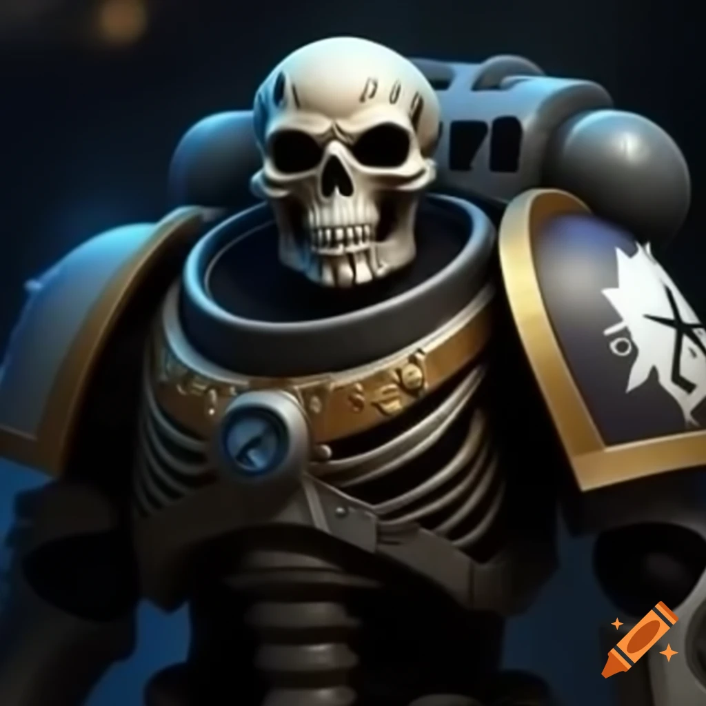 Skeleton in space marine armor