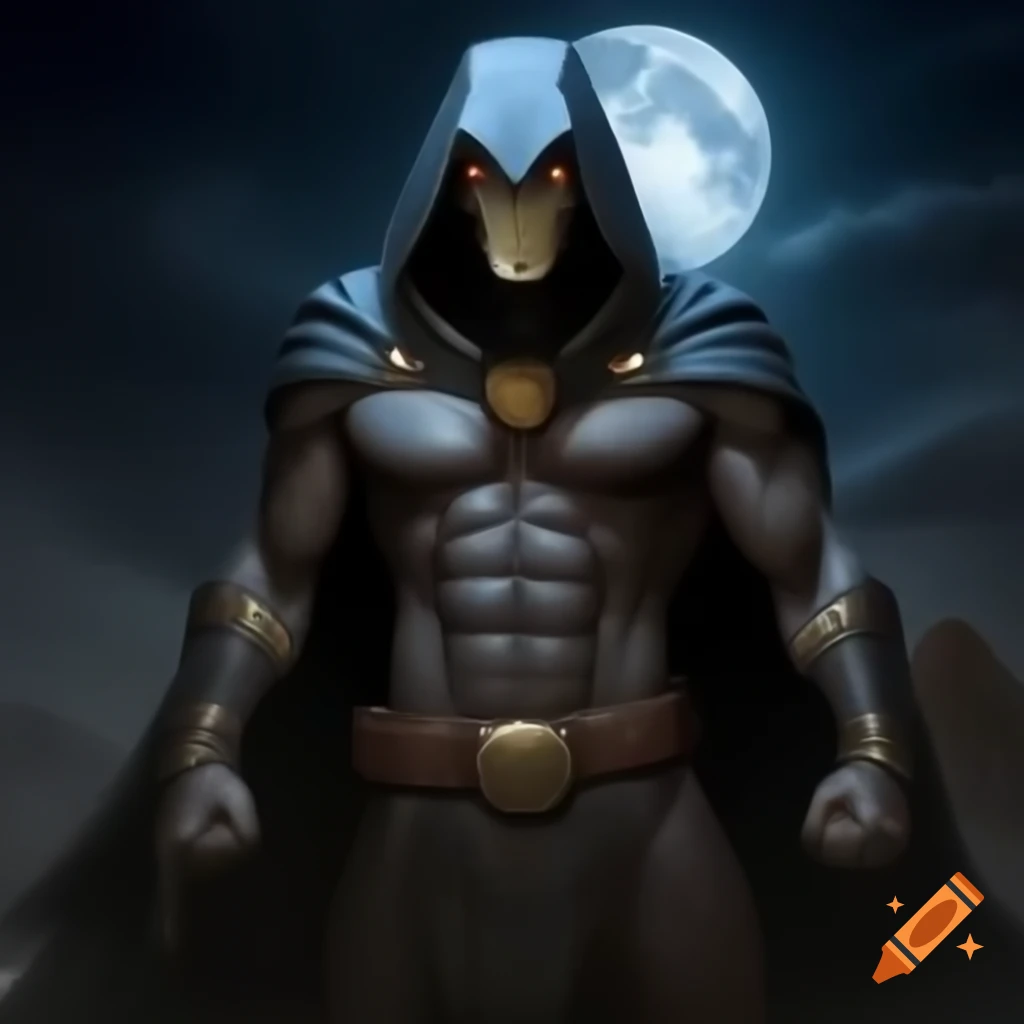 Cobra poised in moonlight with dramatic hood spread wide