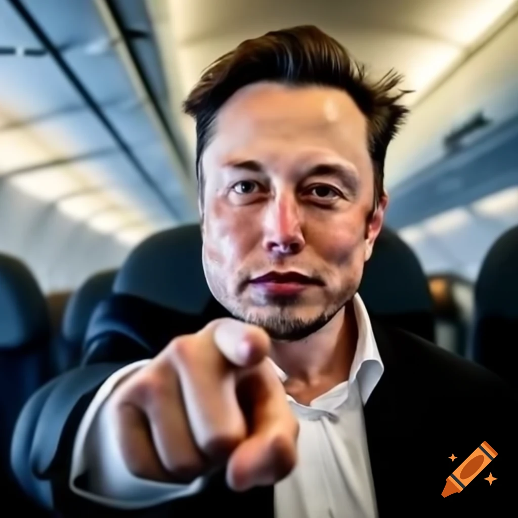 Elon Musk pointing at camera with blurred face for anonymity