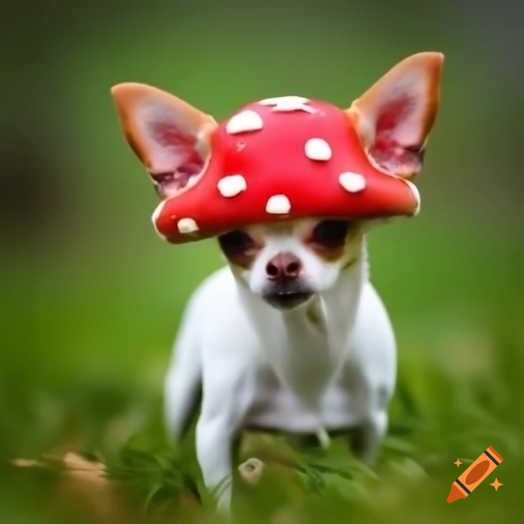 Chihuahua transforming into red spotted toadstool