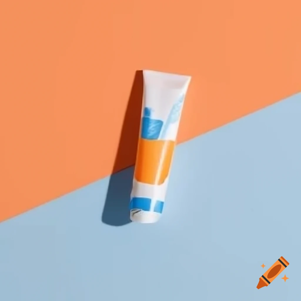 Minimalist sunscreen solar stick in orange white and blue tones on