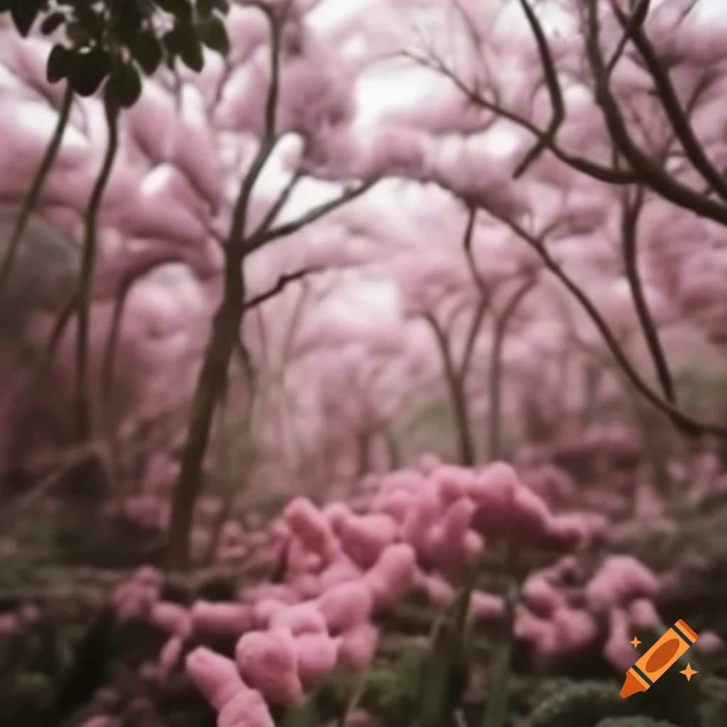 Pale pink jungle scenery