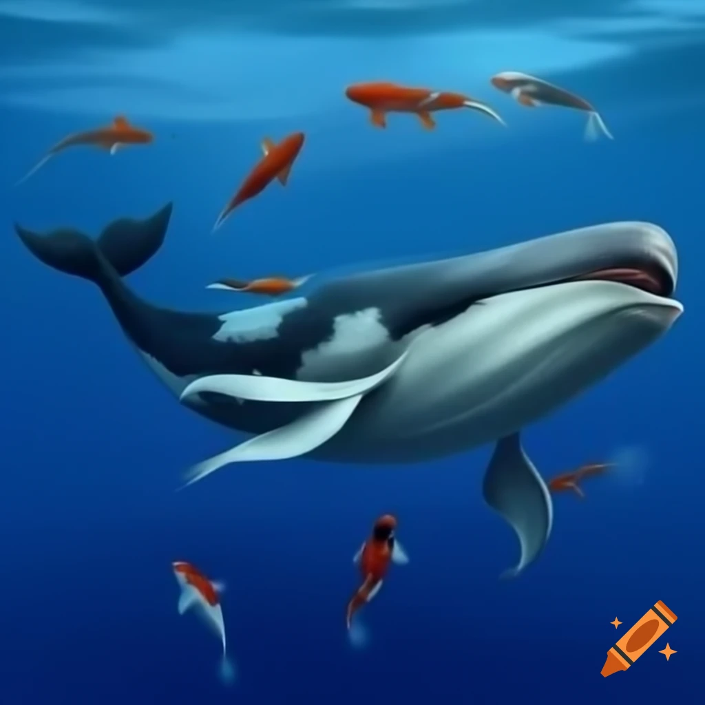 Whale featuring koi fish-like skin