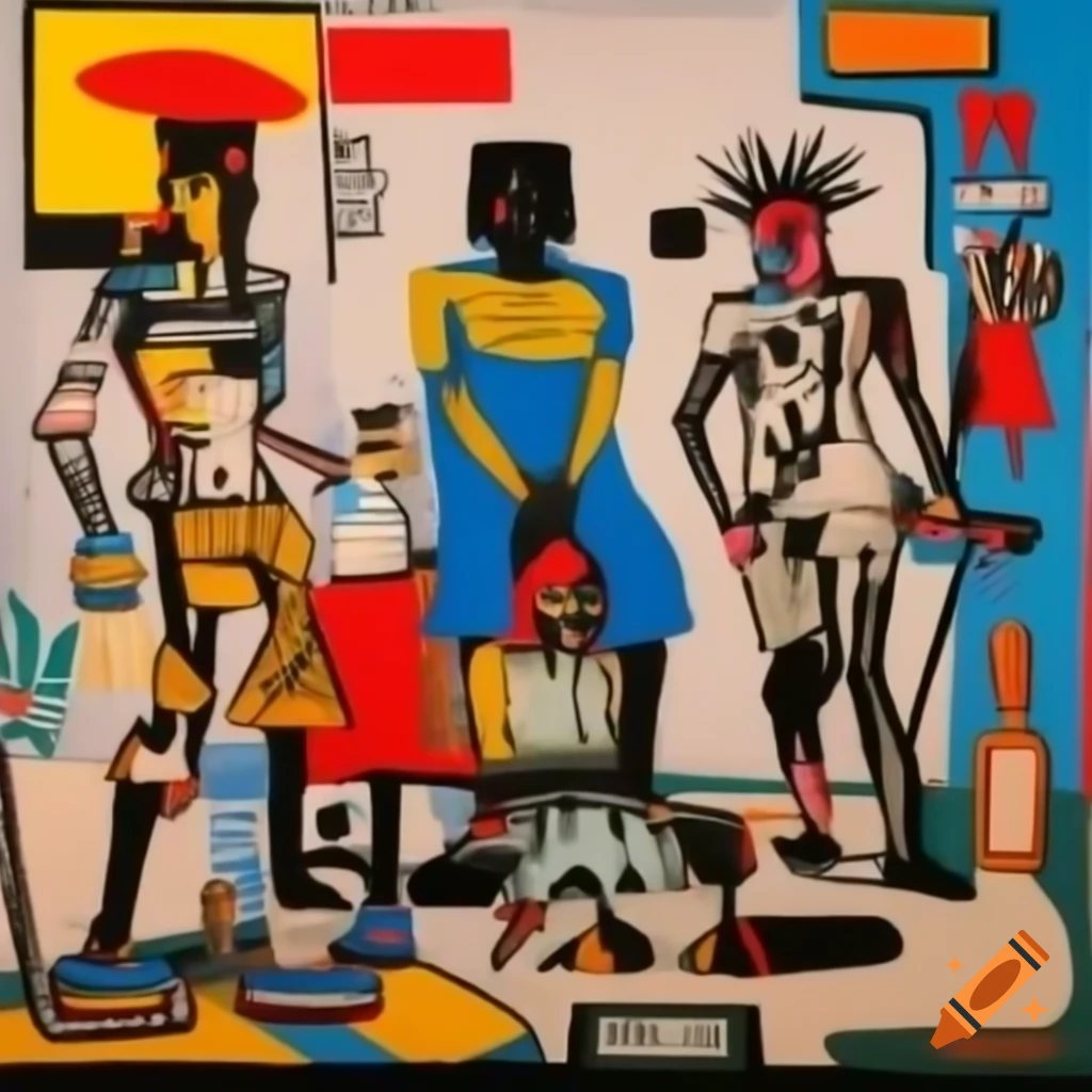 Horsemen of the Apocalypse in Jean-Michel Basquiat style painting