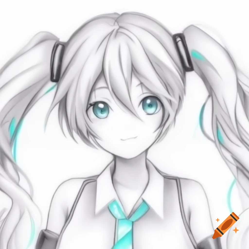 Delicate pencil drawing of Hatsune Miku showcasing vibrant character