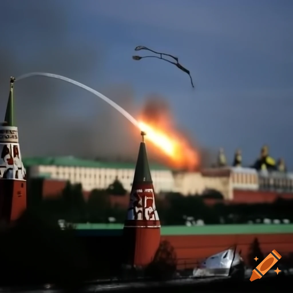Flying saucer shooting fire at Moscow Kremlin