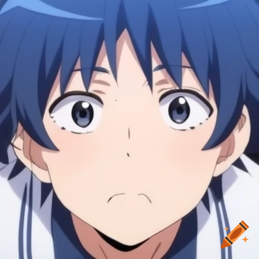 Adoptable anime character with tired blue hair and black eyes