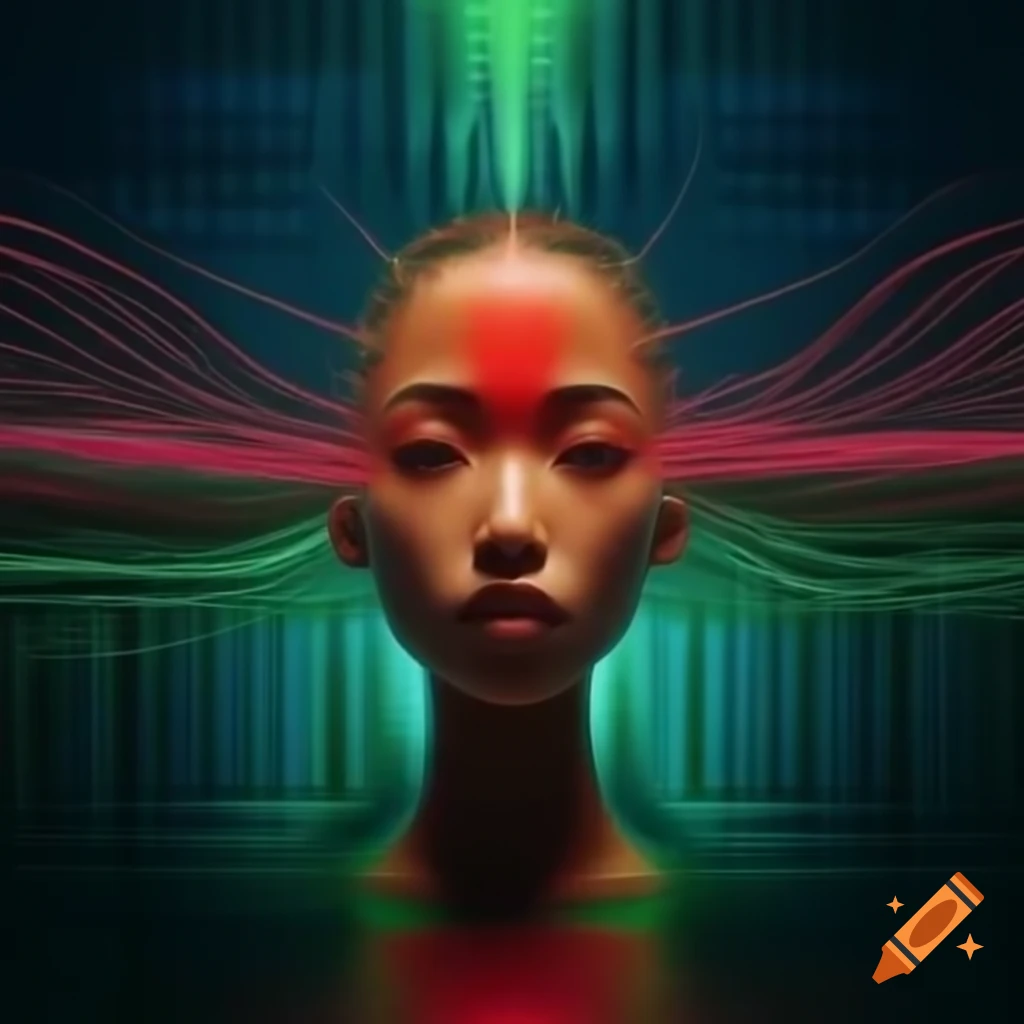 Digital landscape featuring binary code and colorful text for charity event