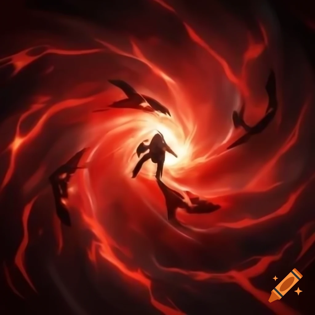 Wide-angle scene of wizards in red and white battling with plasma vortex spells