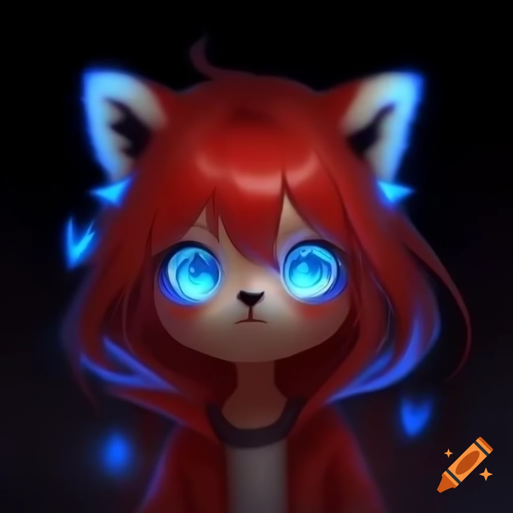 Anime style wolf cut with pink undertones and blue eyes on craiyon