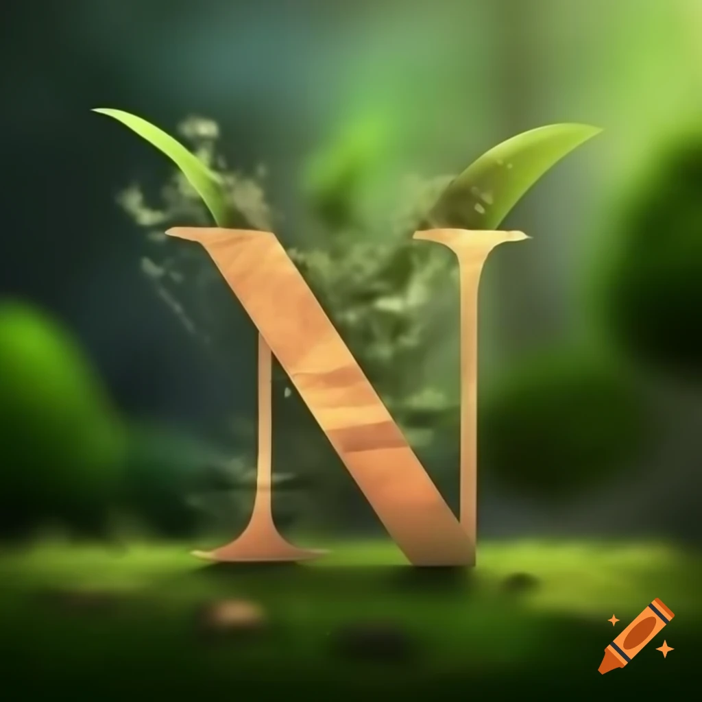 Digital art of the word 'Nithya' with a nature background and greenery