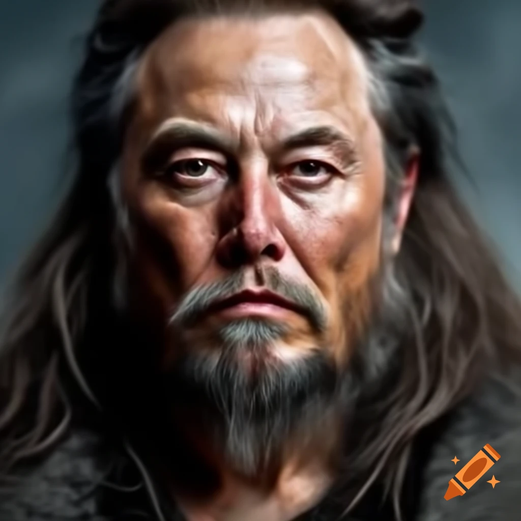 Portrait of Elon Musk with long hair