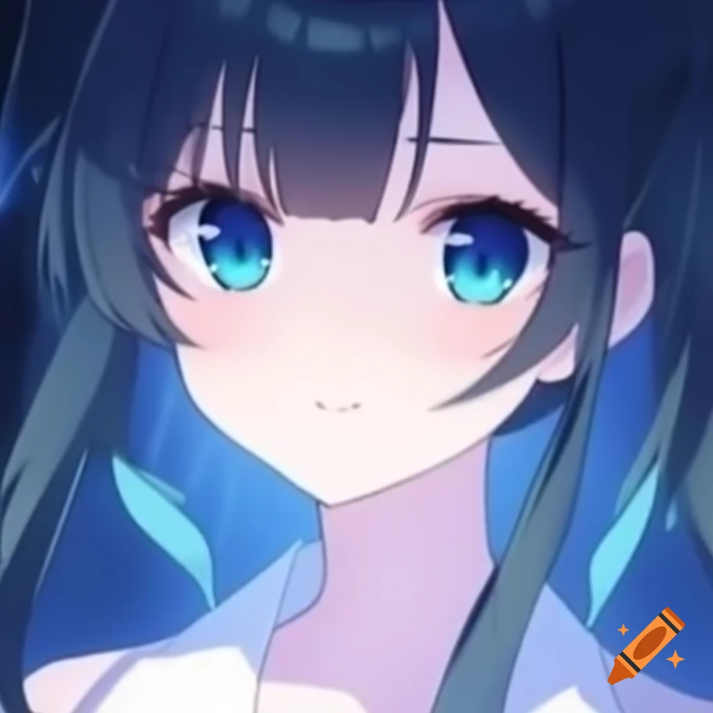 Anime girl with blue-green eyes and elegant attire