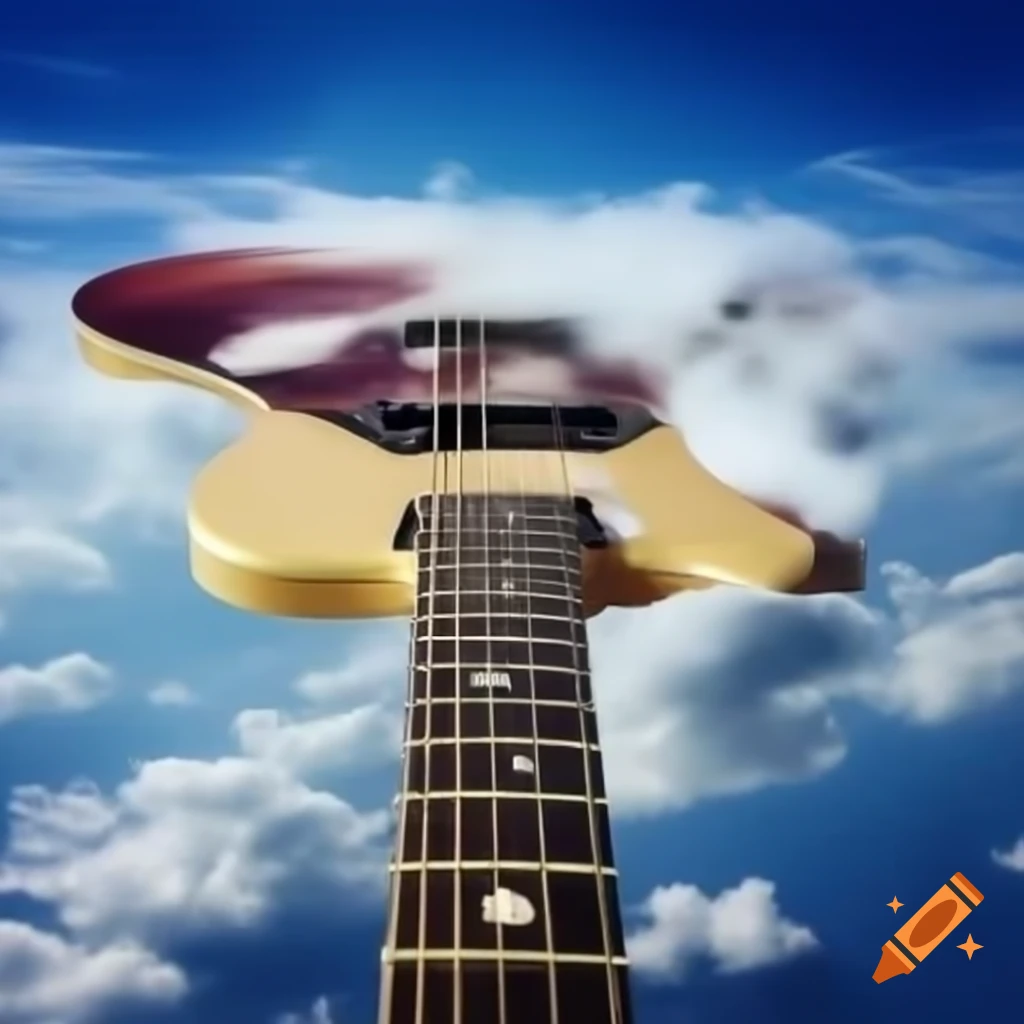 Guitar formed from clouds in the sky