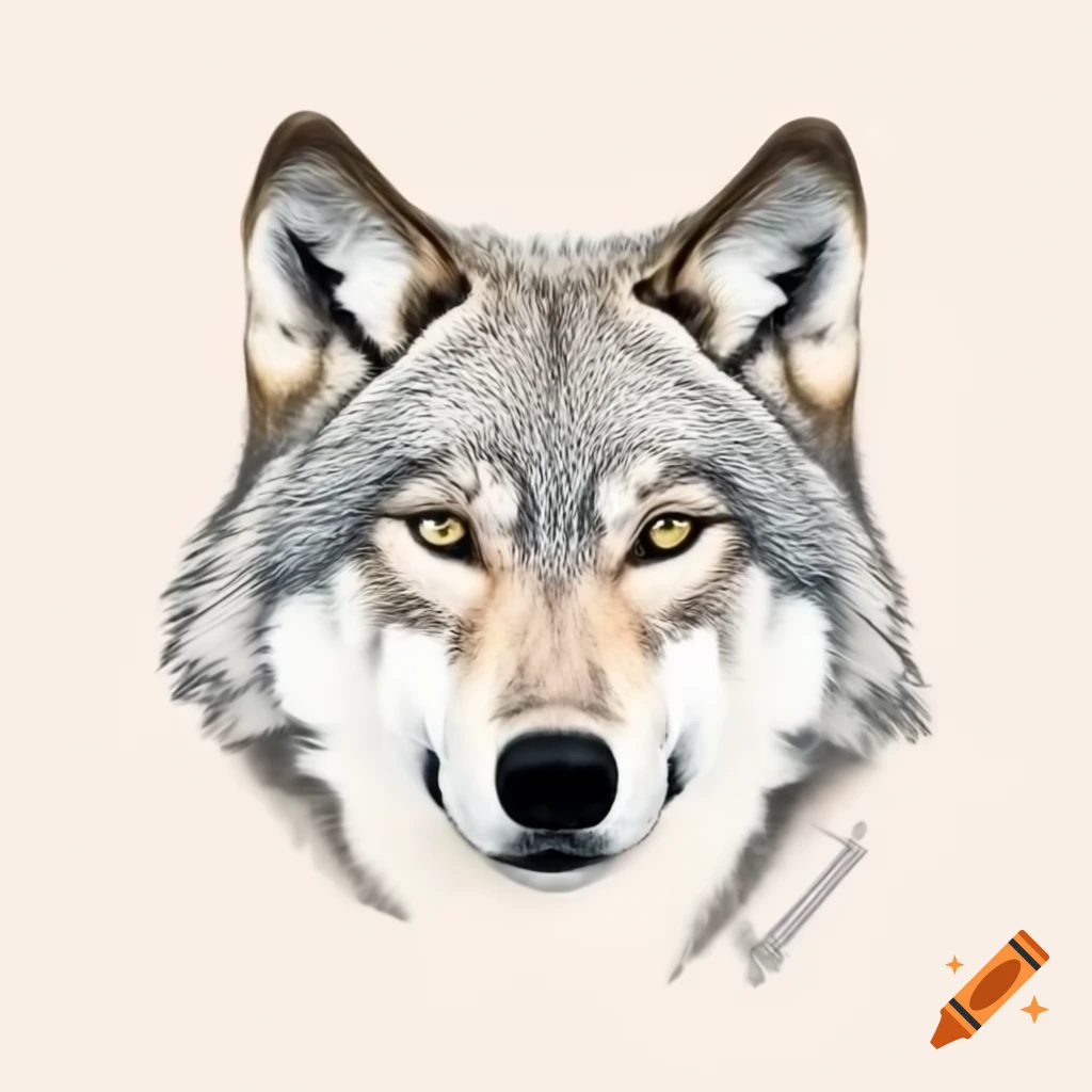 Lineart portrait of a wolf