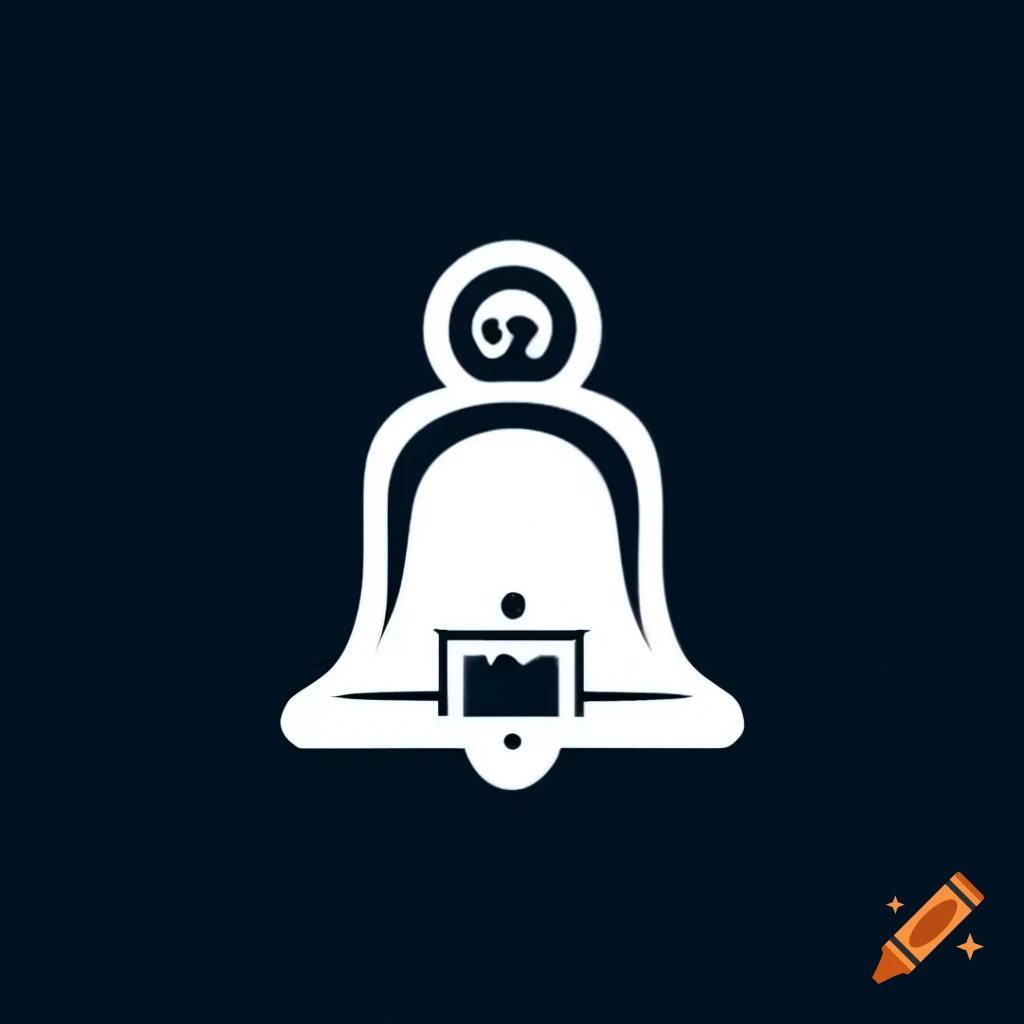 Two-dimensional brand logo illustration of a bell with a face on the clapper