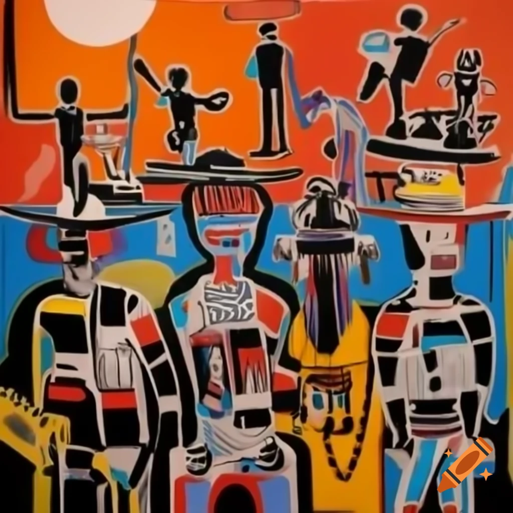 Horsemen of the Apocalypse in Jean-Michel Basquiat style painting