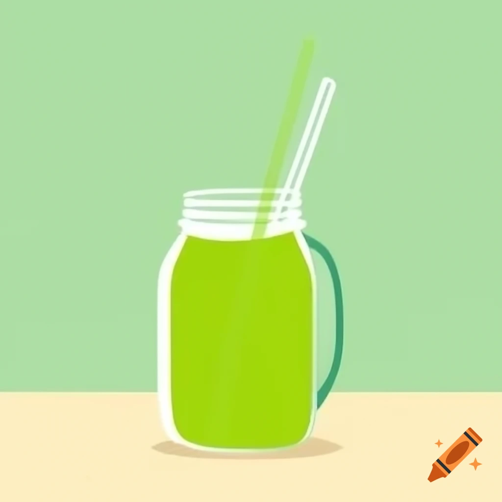 Mason jar with green juice and celery in soft natural light