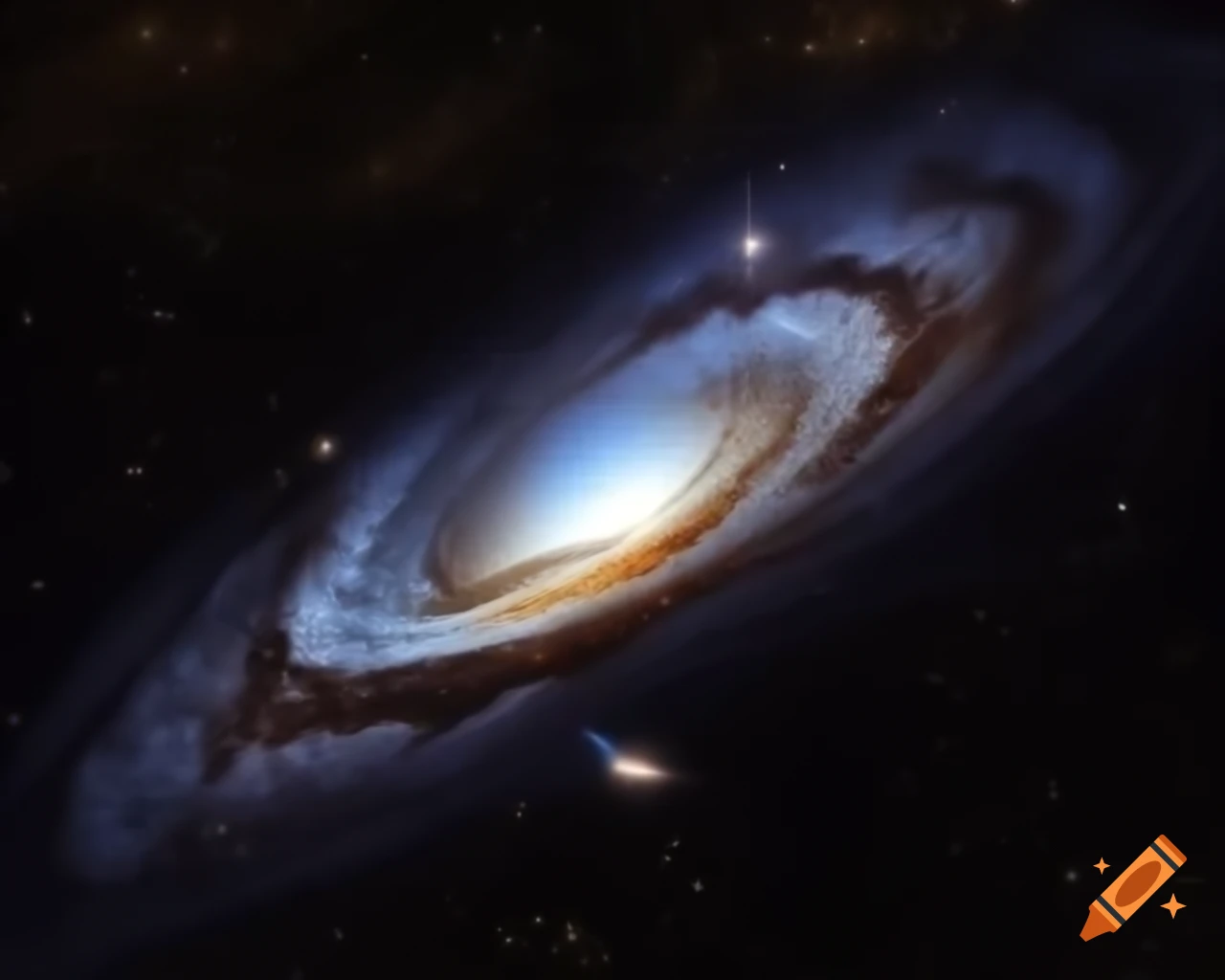 Realistic space art of a black hole surrounded by stars