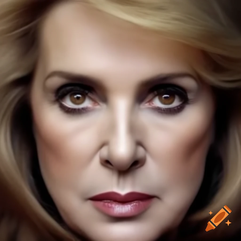 Hyper-realistic portrait of a mesmerizing European actress combining features of iconic actresses