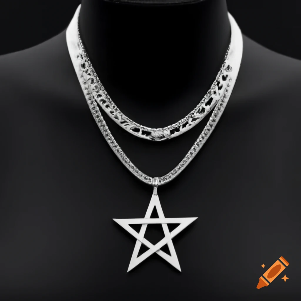 Silver layered pentagram necklaces