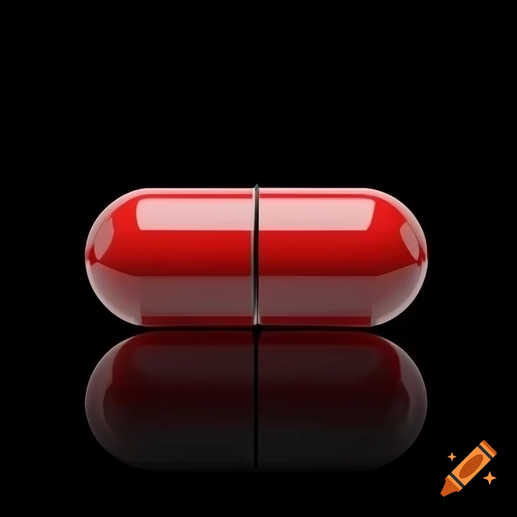 3D horizontal medication capsule on black background in 8K resolution
