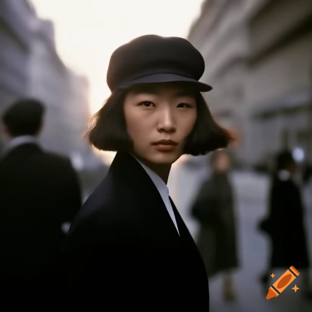Encounter with famous Korean actress in retro 1960 style on the street