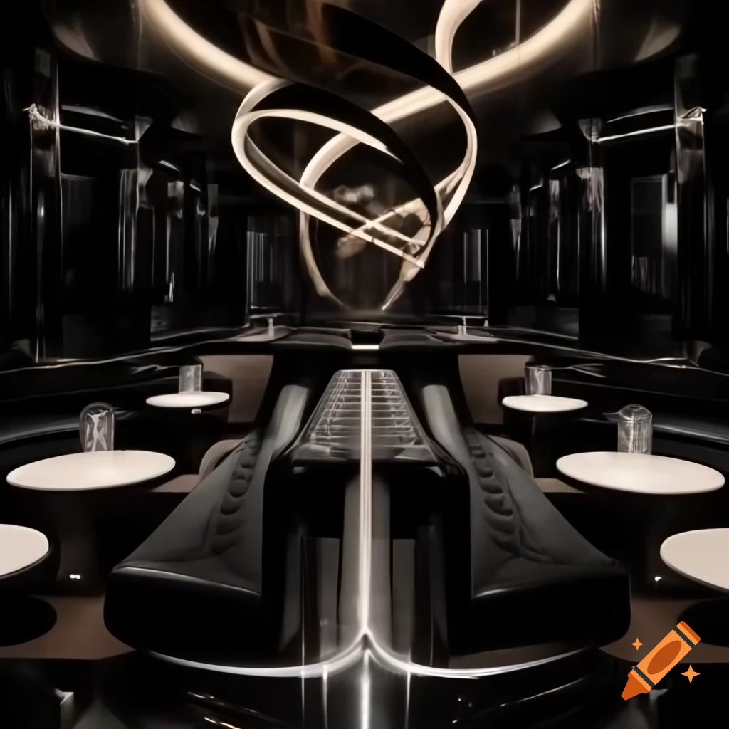 Ultra-luxurious fashion-forward nightclub with black and chrome design