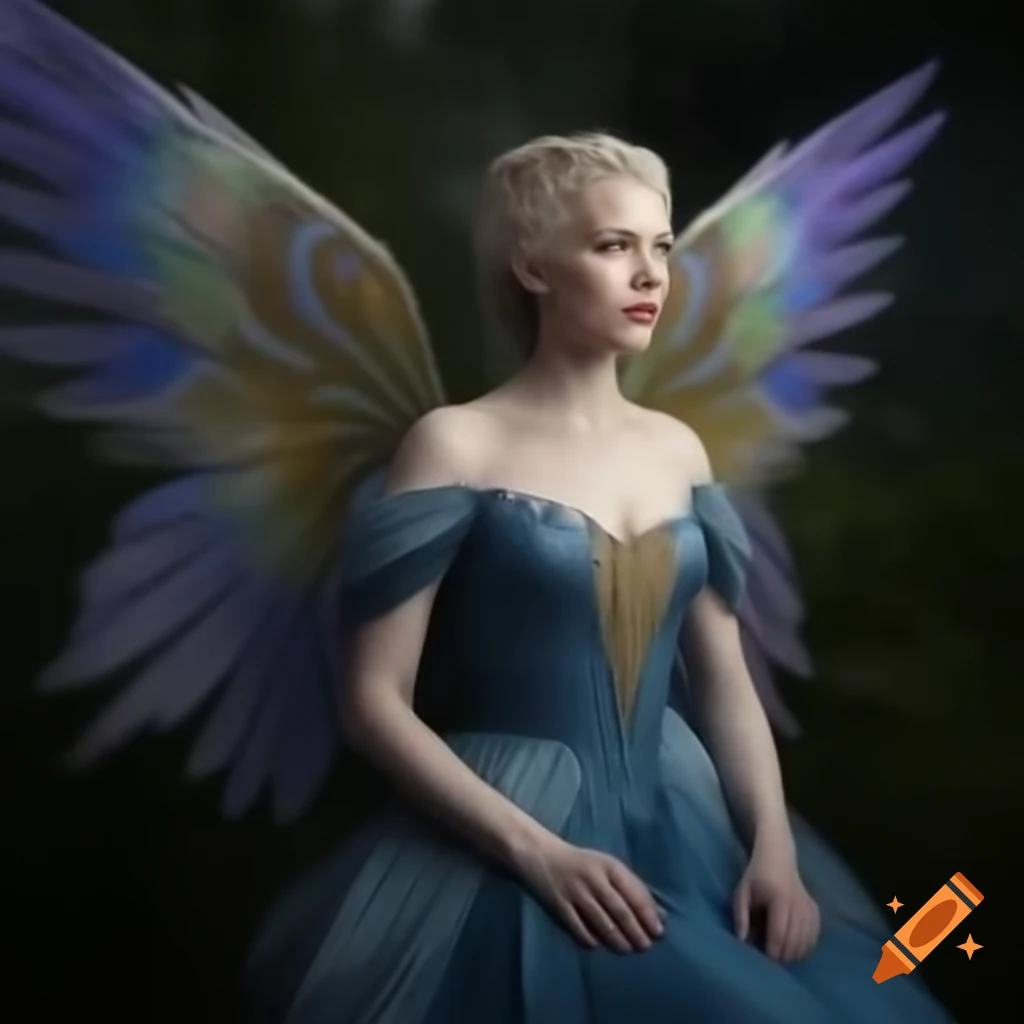 Ultra realistic portrait of Spirit of Wisdom Sophia in divine dress with wings