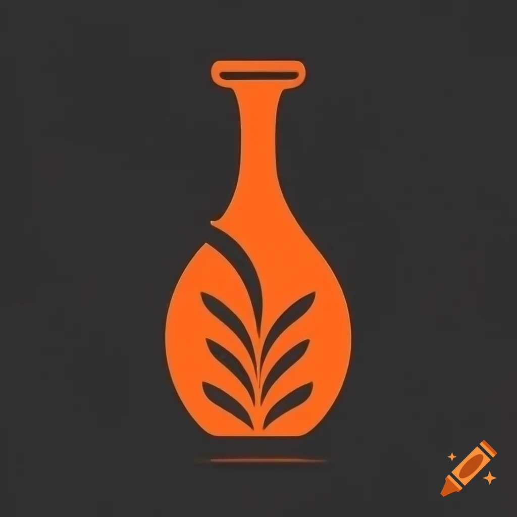 Minimalist chemistry flask logo in orange on black background