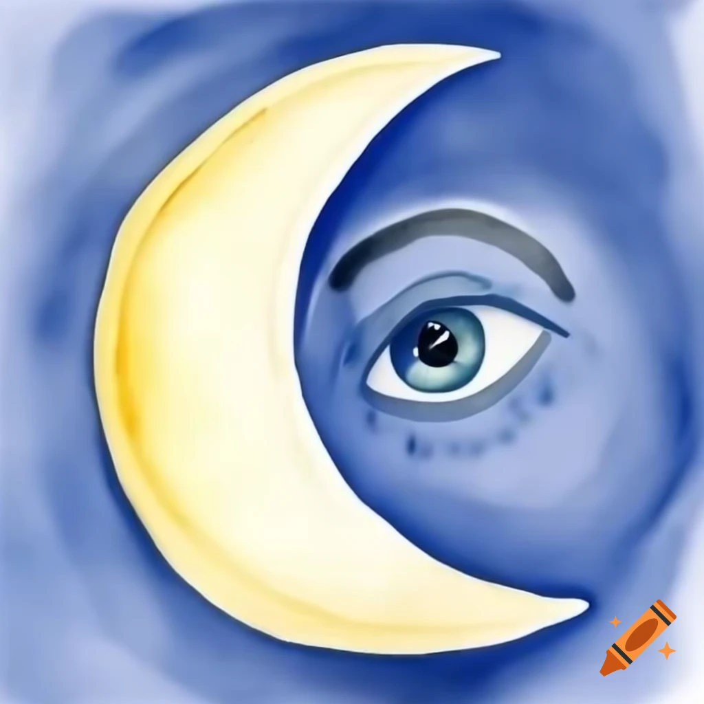 Crescent moon with an eye symbol at the center