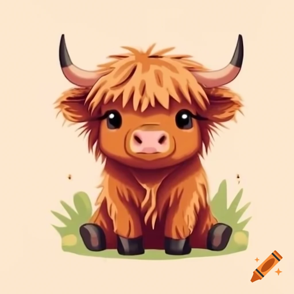 Cute illustration of a highland calf