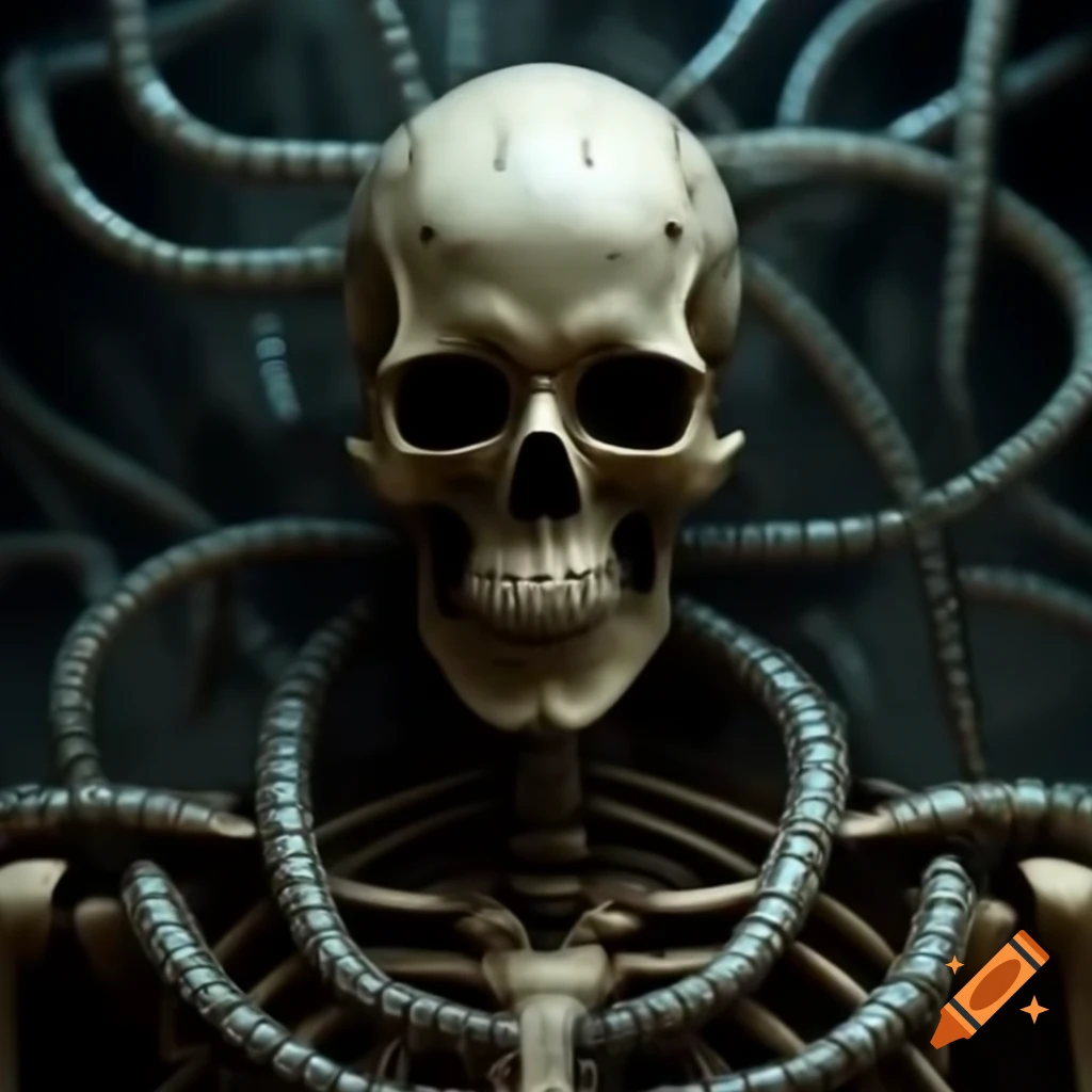 Robot skeleton with metal tentacles