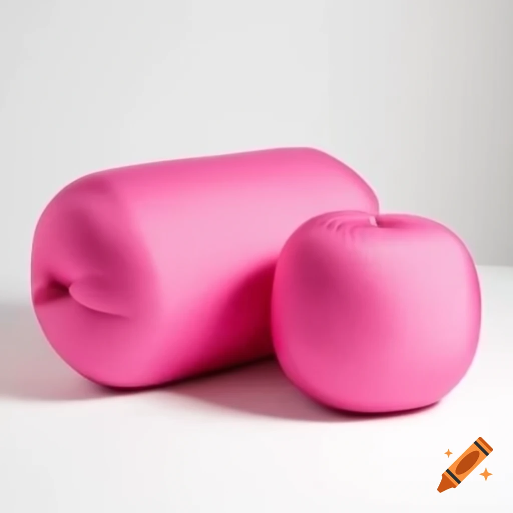 Hot pink satin cylindrical bolster pillow with round tops on craiyon