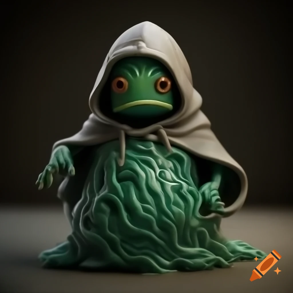 Highly detailed hooded cloak slime creature in full figure
