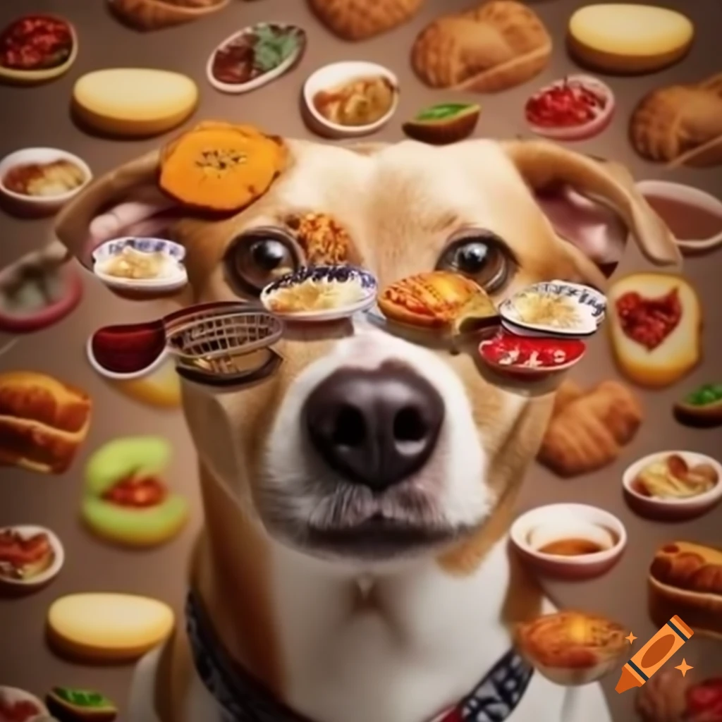 Dog food labels featuring a caricature of a political figure
