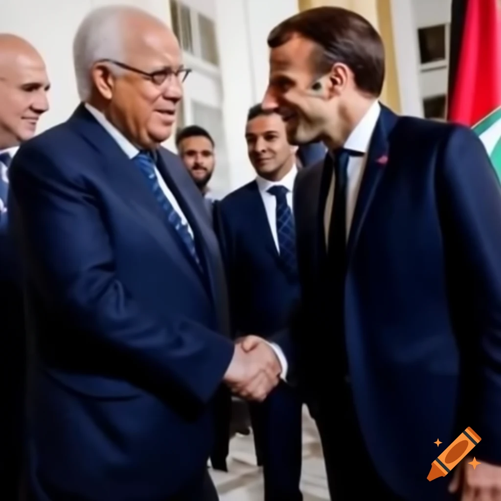 Emmanuel Macron in bedouin outfit on all fours courting Algerian president for oil