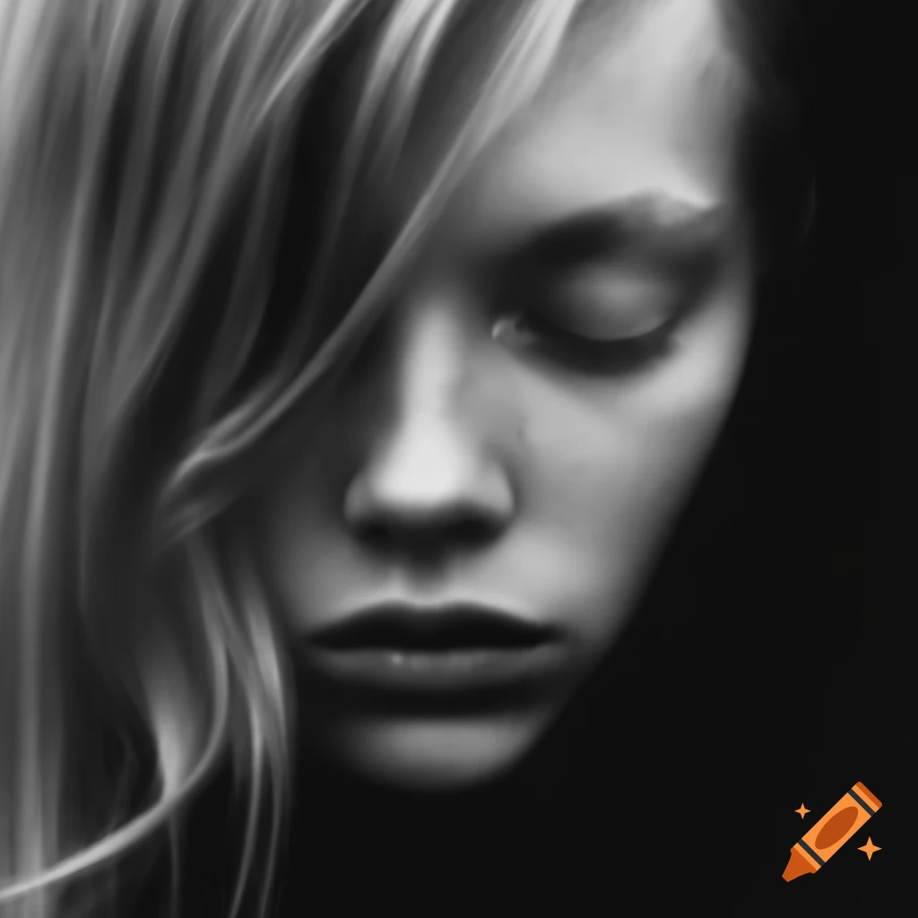 Close-up of a blonde woman resembling Zara Larsson in a foggy setting
