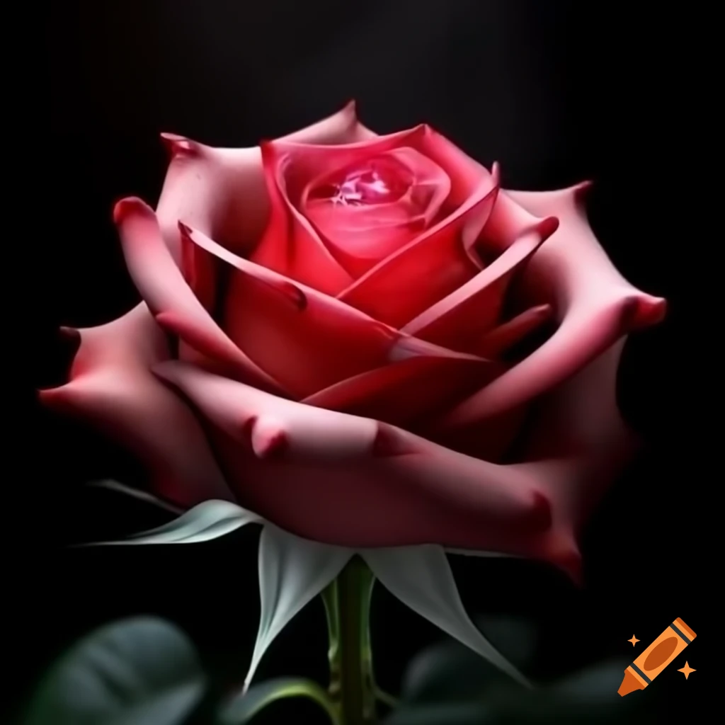 Intricately carved fiery red ruby in shape of blossoming rose