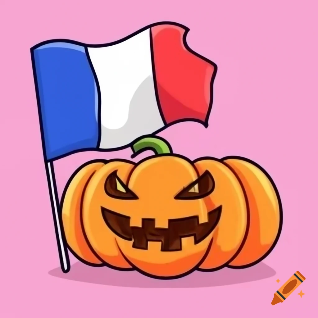 Creative artwork of france flag designed as a pumpkin on craiyon