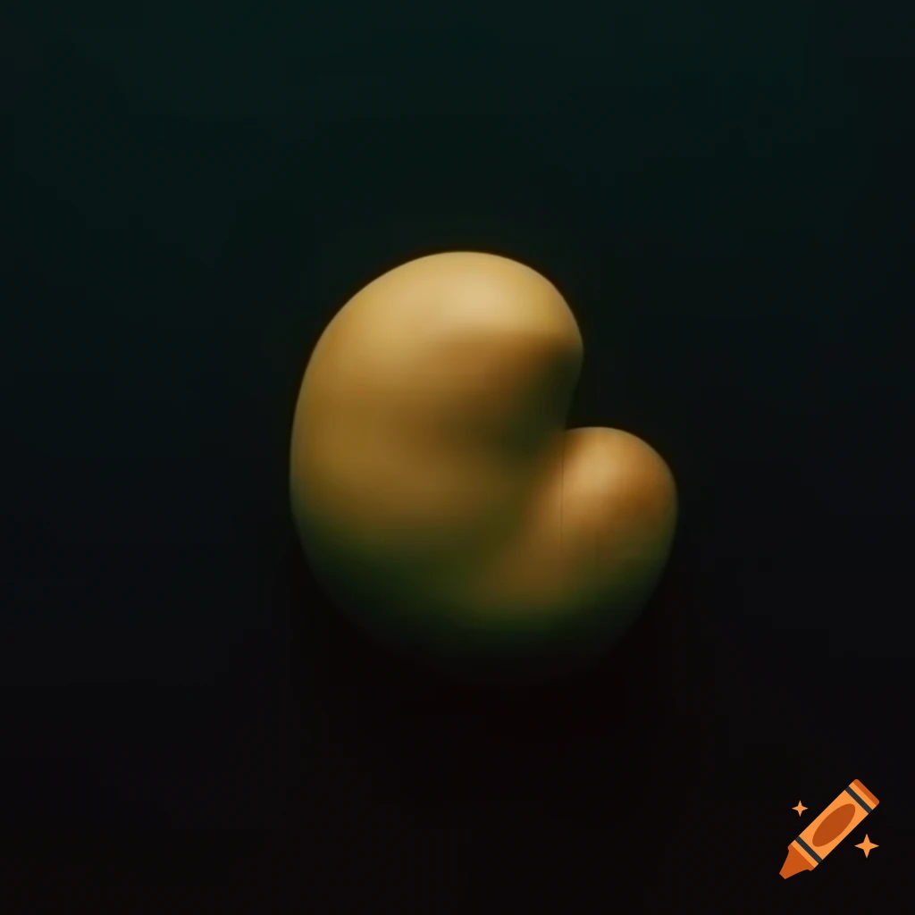 Large single cashew in photorealistic detail